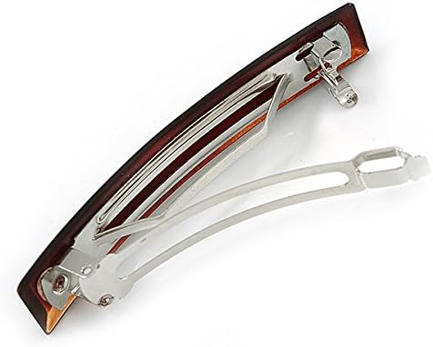 Medium Clear Crystal Acrylic Barrette Hair Clip Grip (Brown) - 75mm Across, white / ivory, brown - Image 5