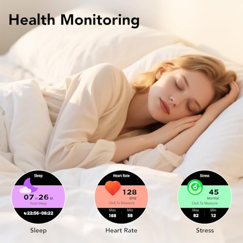 taopodo Smart Watches for Women, 1.27" AMOLED Health Fitness Tracker with Bluetooth Calling (Answer/Make Calls), 120+ Sports Modes, Timer, IP68 Waterproof Watch for Android/iPhone (Rose Gold)