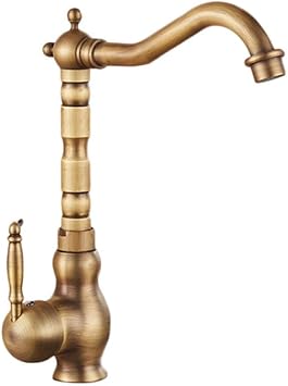 Grifo monomando giratorio 360, lavabo de baño de latón antiguo, grifo