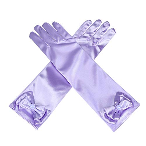 Lusiyu Girl Solid Color Long Elbow Length Formal Pageant Glove (Light purple)