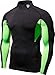 TSLA Men's UPF 50+ Mock Long Sleeve Compression Shirts, Athletic Workout Shirt, Base Layer for Water Sports, Zero Block Top Black & Neon Green, Large