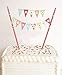 EL-SKY Mini Happy Birthday Cake Bunting Banner Cake Topper Garland - Handmade Pennant Flags with Red Dots Straw Pole, Party Cake Decoration Supplies