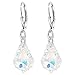 .925 Sterling Silver Drop Earrings with Baroque Shape Austrian Crystals Clear
