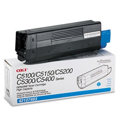 42127403 High-Yield Toner (Type C6), 5000 Page-Yield, Cyan, Sold as 1 Each