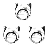 Tenq 2-pin Covert Acoustic Tube Earpiece Headset for Kenwood Puxing Wouxun Baofeng Two Way Radio 2pin(3 Pack)