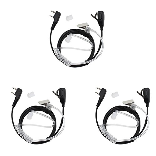 Tenq 2-pin Covert Acoustic Tube Earpiece Headset for Kenwood Puxing Wouxun Baofeng Two Way Radio 2pin(3 Pack)