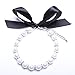 Snow White Dog Cat Pearls Necklace Collar Bling Accessories Ribbon Charm Pet Puppy Jewelry 3 Size (S)