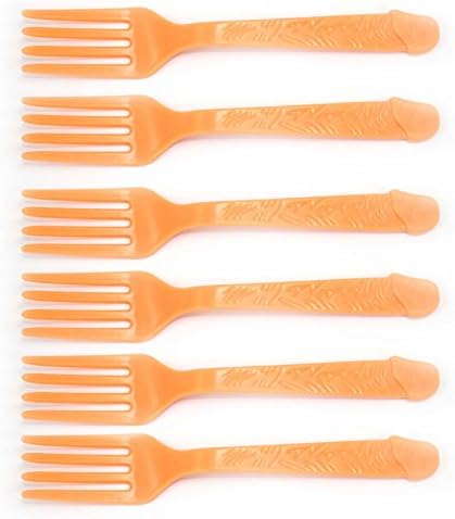 Gifts 4 All Occasions Limited SHATCHI 12pcs Plastic Willy Fork Stag Night Cutlery Hen Party Celebrations Accessories, Red/White