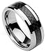 Men's Tungsten Ring/ Wedding Band with Carbon Fiber Inlay, Sizes 7 - 12 by Men's Collections (rg4)