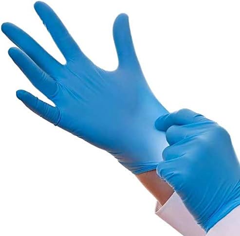 100 Pieces Nitrile Gloves for Men, Disposable Gloves with Powder Free, Industrial Medical Rubber Gloves Suitable for Daily Care, Hair Coloring, Beauty, Skin Care (Blue, L)
