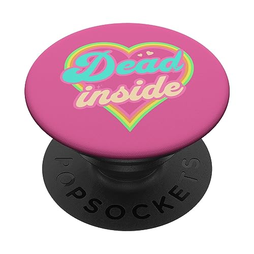 Dead Inside Heart Retro Aesthetic Pastel Rainbow Graphic PopSockets Adhesive Po…