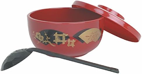 Donburi Bowls w/ ladle Japanese style for soup &amp; noodle restaurant asian tableware (Red)
