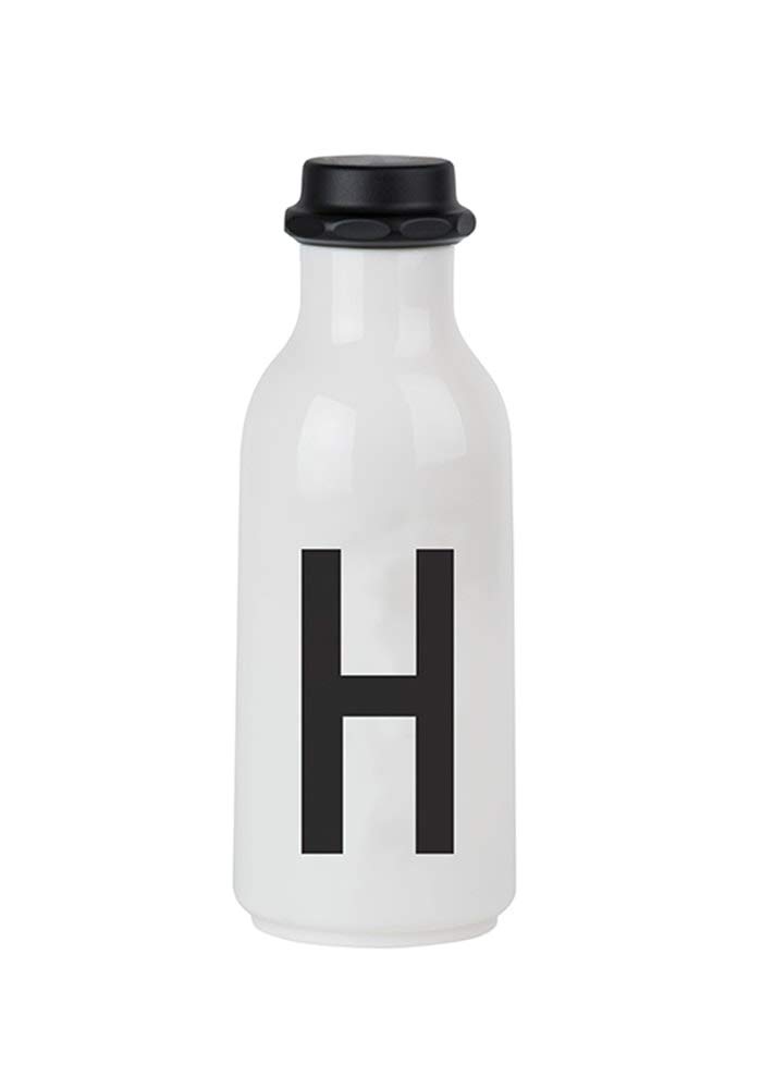 Design Letters Personal Tritan Water Bottle (H) - 500ml BPA-free and BPS-free Leak-proof Tritan Drinking Bottle in Nordic Design for Adult, Kids, Outdoor, Office, Sports, School, Available from A-Z