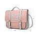 ECOSUSI Women Briefcase Vintage Crossbody Messenger Bag PU Leather Satchel Purse, Pink