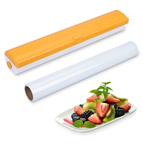 Plastic Wrap Dispenser with Cutter, SURGETEK Refillable Cling Wrap
