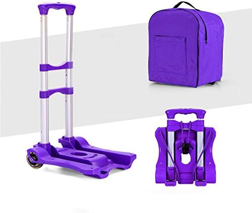 Portable Folding Trolley Lightweight Aluminum Folding Up Travel, Cars, Luggage, Shopping (purple)