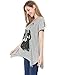 Allegra K Women Irregular Hem Portrait Print Loose Tunic Top XS Heather Grey