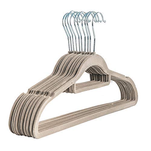 1 Click Buy (20 PACK - Grey) Non-Slip Velvet Hangers Ultra Thin Suit Hangers Space Saving Strong Hook and Durable Clothes Hangers for Coats, Jackets, Pants, & Dress Clothes