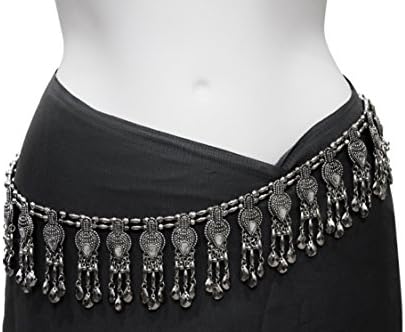 Boho Kuchi Gypsy Belly Dance belt - Silver plated finish - 22" crafted length