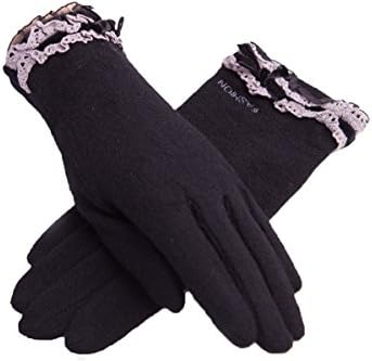 Apparelsales Womens Autumn Winter Knitting Warm Gloves Mittens with Bowknot Black