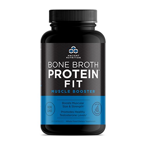 Ancient Nutrition Bone Broth Protein FIT Muscle Booster, Capsules 180 Count - Boosts Muscle Size and Strength