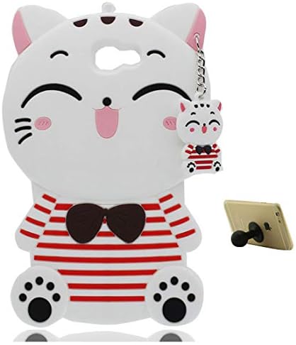 YuanYuZhongPhoneSky Galaxy J7 Prime Case Cute, 3D Cartoon Shockproof Case Samsung Galaxy J7 Prime Case Protective Case Lightweight Duty Soft Case Cover - Stripe CAT & Suction cup Holder