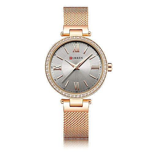 Reloj de Pulsera Curren Relojes de Cuarzo, CURREN9011 Red de Mujeres con Reloj de Cuarzo para Mujer Reloj de Diamante