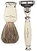 Edwin Jagger S81M587AMZ Imitation Ivory & Nickel Classic Shaving Set with Pure Badger Shaving Brush and Mach 3 Razor for Shaving Cream or Soap for Men