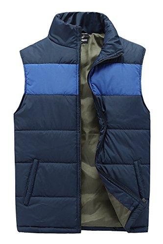 MADHERO Mens Quilted Vest Outerwear Lightweight Warm Padded Sleeveless Jacket (S, Navy)
