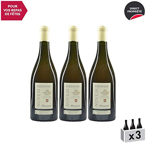 Roussette de Savoie cru Marestel"Novem" Blanc 2011 - Domaine Saint-Romain - Vin AOC Blanc de Savoie - Bugey - Cépage Altesse - Lot de 3x75cl
