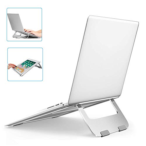 Laptop Stand, Aluminum Laptop/Tablet Mount Holder,Foldable Lightweight Ventilated Laptop Riser Stand,Desktop Cooling Desk Holder for 10~15.5” Laptop MacBook/HP/Dell/Lenovo/Samsung/Acer （A-Silver）
