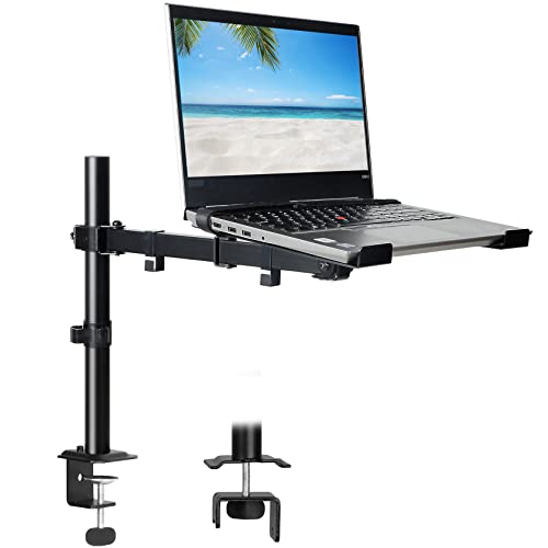 UPGRAVITY Laptop-Schreibtischhalterung, einzelne Laptop-Computerhalterung mit belüfteter Ablage für 1 Notebook bis zu 17 Zoll, voll verstellbar, Klemm