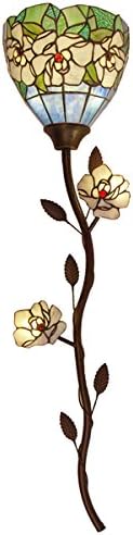 Sconces/ Tiffany Lighting Style Mid-Century, Specialty 43-inch High Magic Magnolia Stained Glass LED Cordless Wallchiere with Remote Control 14904S. 10 in L x 5.25 in W x 43 in H