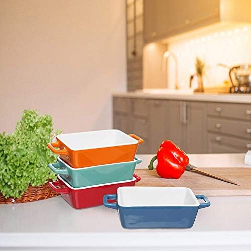 Rectangulaire à Tapas Lot de 4 petits plats de cuisson/plat à lasagnes/H5 (x 14 x 10 cm) et sans Mason Cash Spatule en bambou, spatule