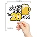 Cheers & Beers to 20 Years Gold Glitter Cake Topper Happy Birthday Wedding Anniversary 20th Party Decoration - 7'' x 8'' Twenty Bday Topper.