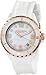 Akribos XXIV Women's AK502WTR Ceramic Case with Rose-tone Accents and White Rubber Strap Watch