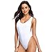 Dixperfect 90s Trend One Piece Swimsuit Low Cut Sides Wide Straps High Legs for Women White