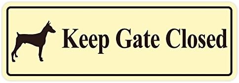 Helix Sign KEEP GATE CLOSED Dog Sign - Ivory/Dark Brown (Medium)