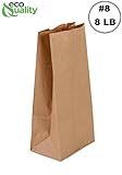 EcoQuality 500 Brown Kraft Paper Bag (8 lb) Small - Paper Lunch Bags, Small Snacks, Gift Bags, Grocery, Merchandise, Party Bags (6 1/8