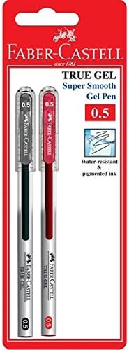 Faber-Castell True Gel Pen 0.5mm Super Smooth (Black, Red, Sealed in Blister Card)