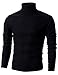 Ohoo Mens Slim Fit Small Ribbed Cotton Blend Turtleneck Pullover/DCP026-BLACK-M