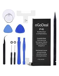 oGoDeal - Batería de repuesto para iPhone 4 (1420 mAh, 3,7 V, A1349, A1332)