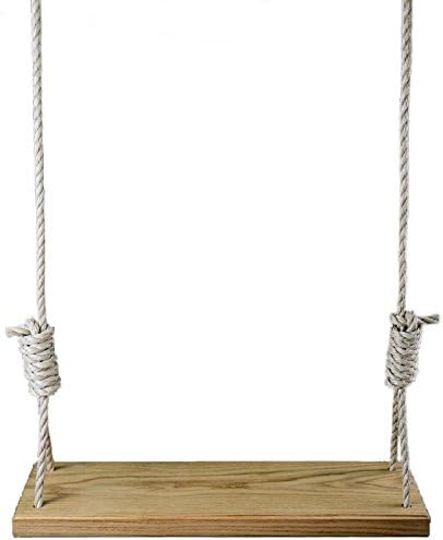 Made in the USA Red Oak Premium Wooden 36 Inch Tree Swing - Outdoor Patio Wood w/ 15 ft of Rope on Each Side