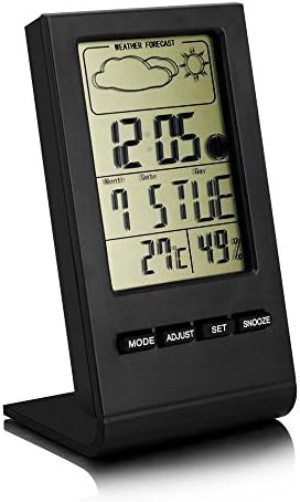 Kayier Indoor Humidity Monitor Hygrometer Digital Thermometer Monitor Home Weather Station with LCD Display Alarm Clock Calendar Function