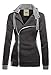 DJT Womens Oblique Zipper Slim Fit Hoodie Jacket Medium Dark Grey