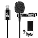 Microphone Professional for iPhone Grade Lavalier Lapel Omnidirectional Phone Audio Video Recording Lavalier Condenser Microphone for iPhone X Xr Xs max 8 8plus 7 7plus 6 6s 6plus 5 / iPad（1.5m）