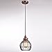 YUBOLE Vintage Pendant Light Kitchen Island Hanging Light Fixture Cracked Glass Shade Red Antique Copper
