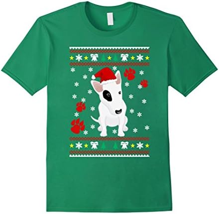 Men's Miniature Bull Terrier Christmas T-shirt for funny holiday Small Kelly Green