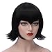 Bopocoko Black Wig Short Curly Hair Wigs for Women Halloween Cosplay Costume Wigs Heat Friendly Synthetic Wig BU131