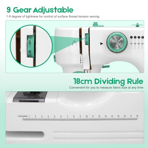 Xamanabu Sewing Machine for Beginners, 12 Built-in Stitches with Reverse Sewing, 6 Presser Feet Included, Portable Dual-Speed Machine with Foot Pedal & LED Light for Home Crafting